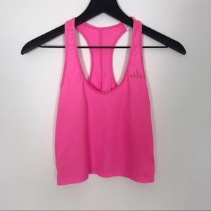 ADIDAS Hot Pink Ribbed Crop Tank Top Racer Back